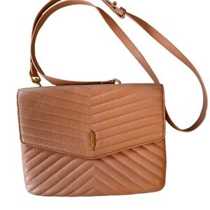 Thacker New York Blush Pink Quilted 100% Leather Crossbody Bag Gold Hardware